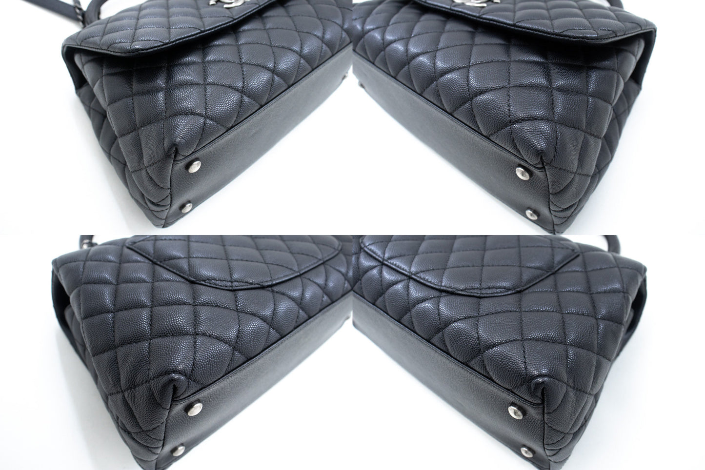 CHANEL 2 Way Top Handle Handtas Schoudertas Zwart Caviar Leder L52 hannari-shop