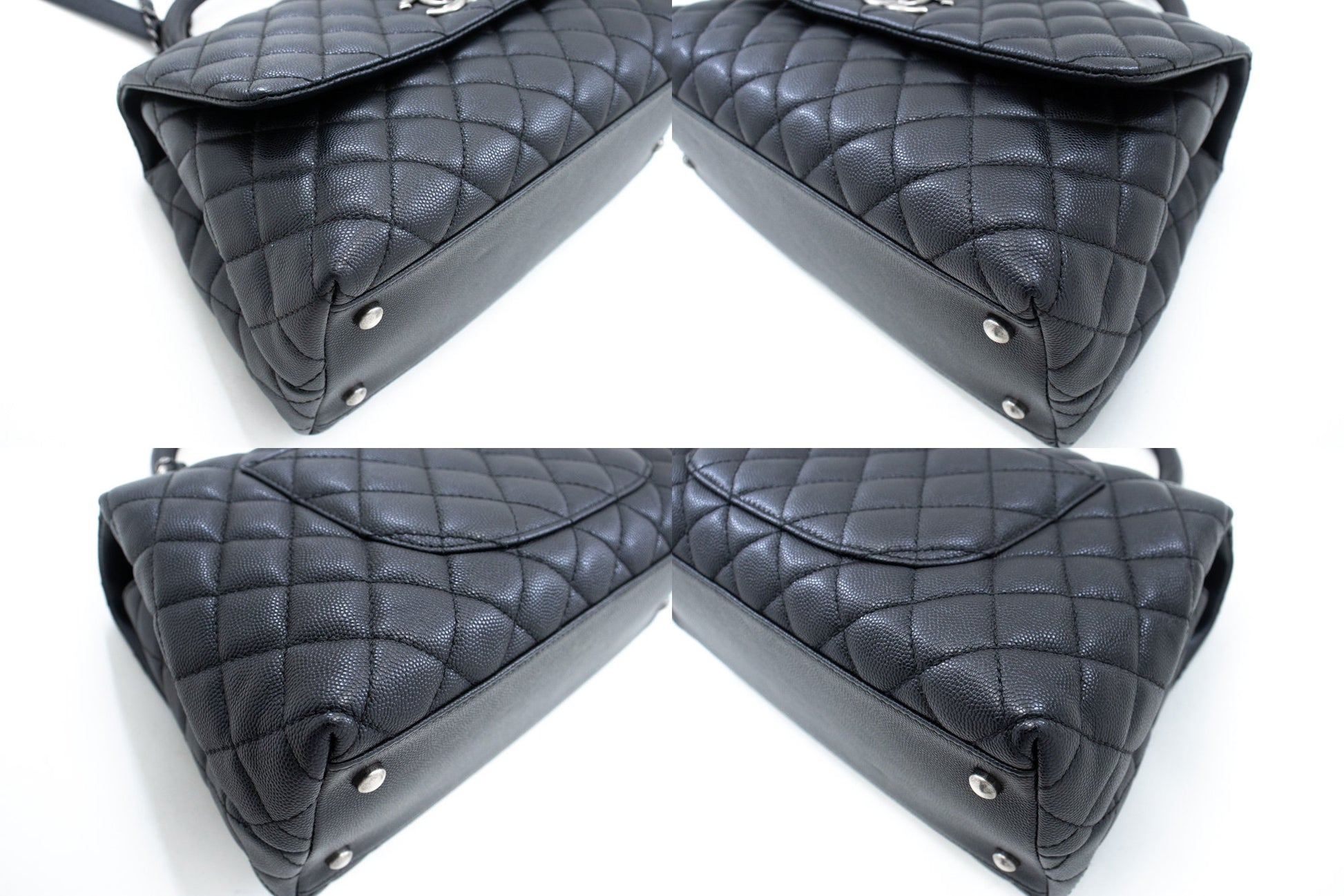 CHANEL 2 Way Top Handle Handtas Schoudertas Zwart Caviar Leder L52 hannari-shop