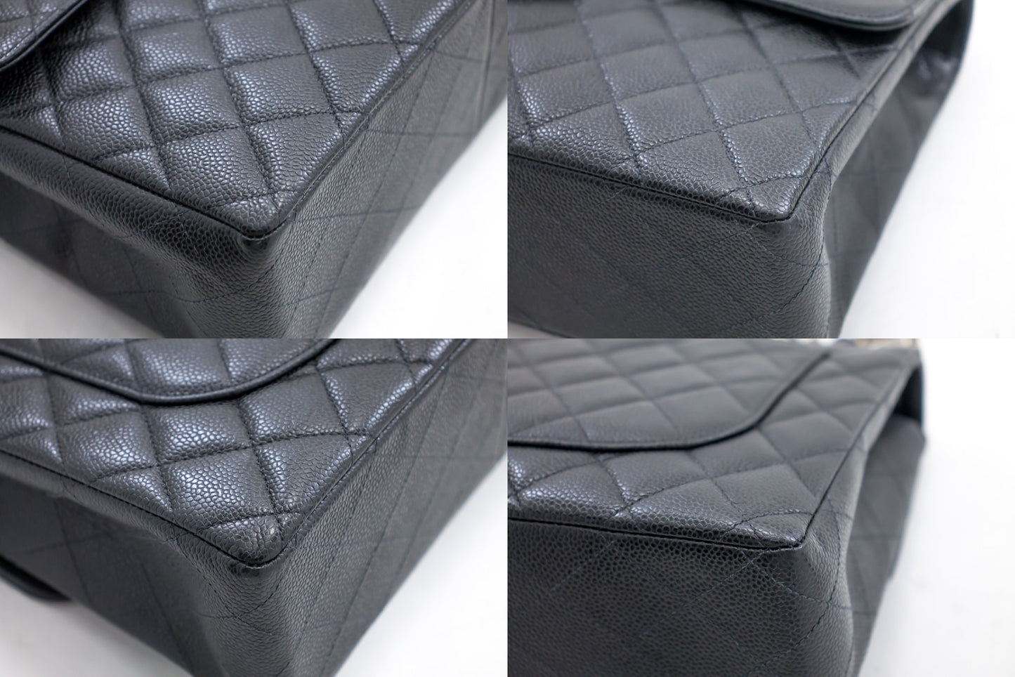 CHANEL Large Classic Handbag Chain Shoulder Bag Flap Black Caviar g66 hannari-shop