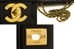 CHANEL Classic Large 11" Chain Shoulder Bag Flap Black Lambskin L95 hannari-shop