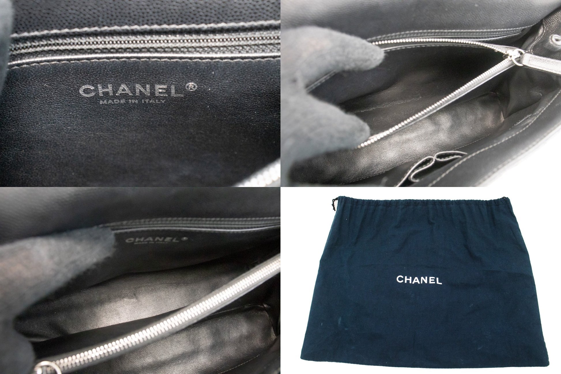 CHANEL 2 Way Top Handle Handtas Schoudertas Zwart Caviar Leder L52 hannari-shop