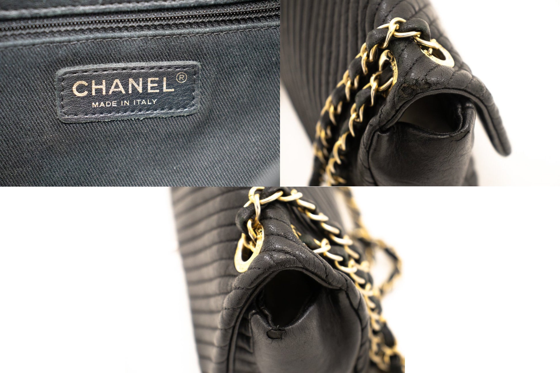 Chanel Chevron V-Stitch Leren Chain Schoudertas Enkel Klep Mat k59 hannari-shop