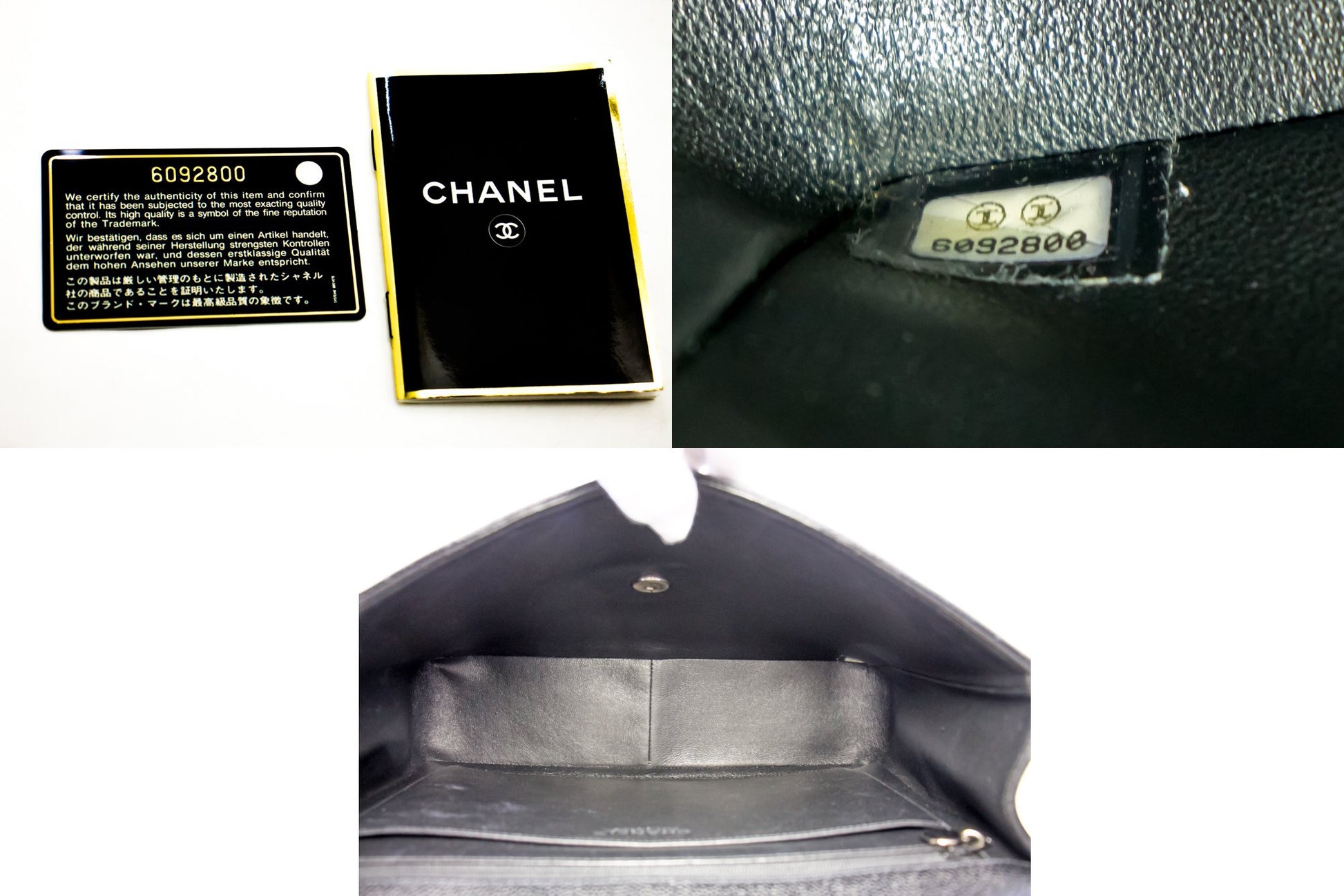 CHANEL Large Classic Handbag Chain Shoulder Bag Flap Black Caviar g66 hannari-shop
